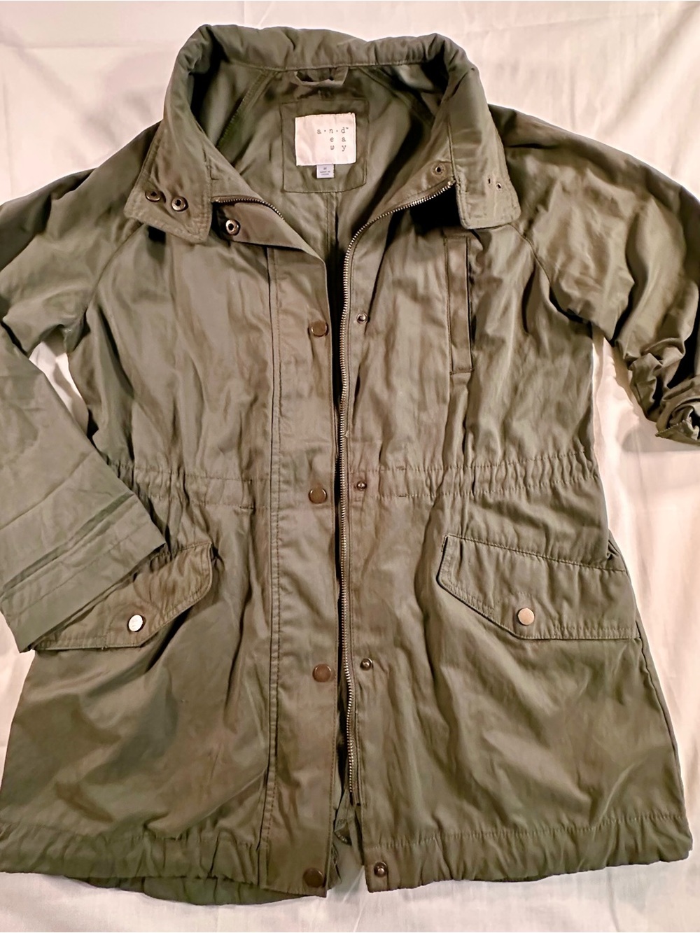 Woman’s a.n.d Olive Utility/military Jacket M casual, goth, & grunge minimalist